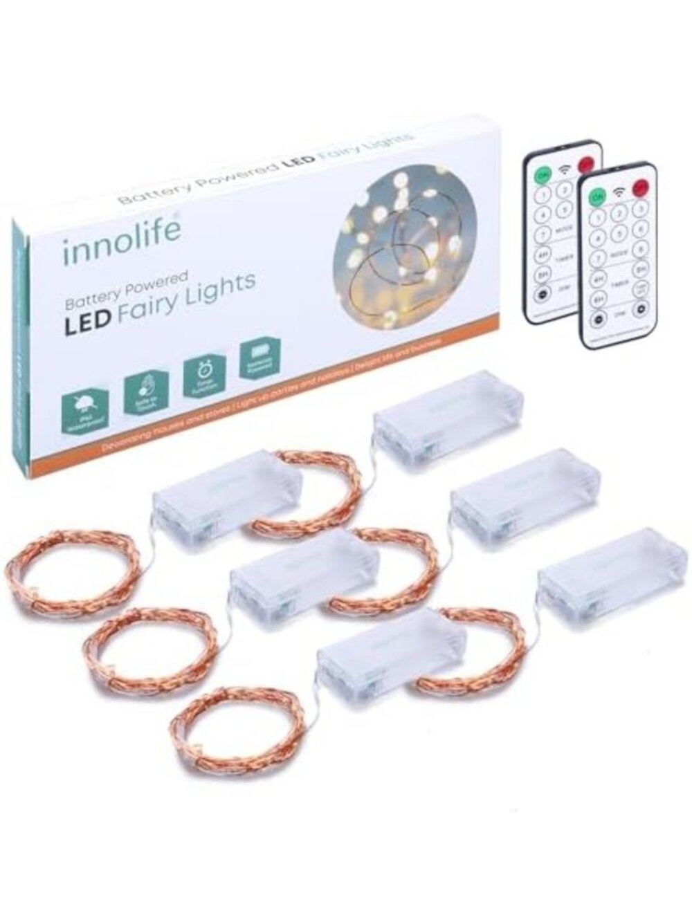 Battery Operated LED Fairy String Lights with Timer & Remote Control - Perfect - Picture 5 of 6
